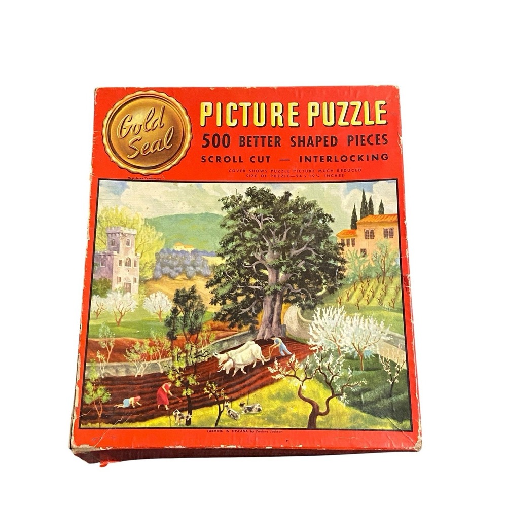 Gold Seal Whitman Farming in Toscana 500 Piece Puzzle Pauline Jackson Vintage